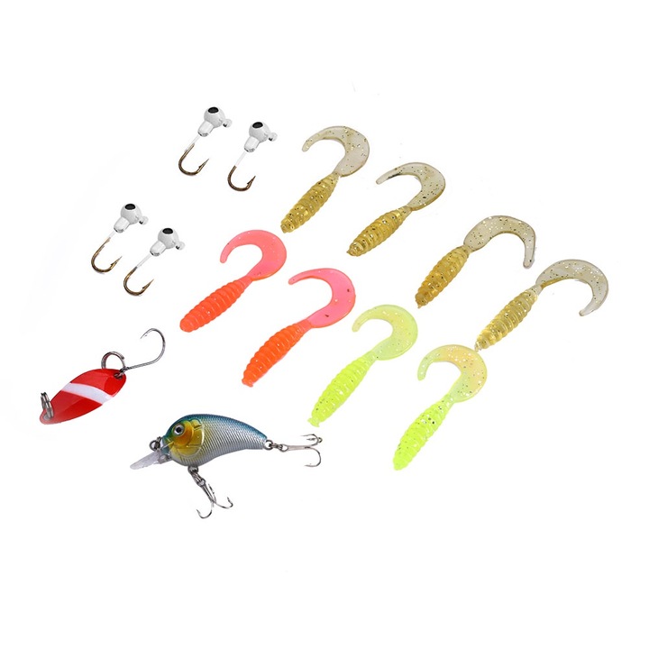 Jormftte 14 darab műcsali készlet, puha féreg alakú csalik, változatos színekben