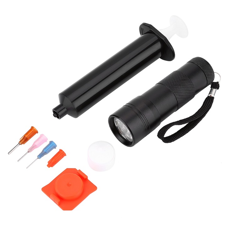 UV ragasztó fecskendő és 12 LED-es lámpa, horgász kiegészítők, Jormftte, 5CC, fekete