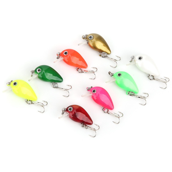 Jormftte műcsalik, 8 darabos készlet, bionikus design, élénk színek, 3cm