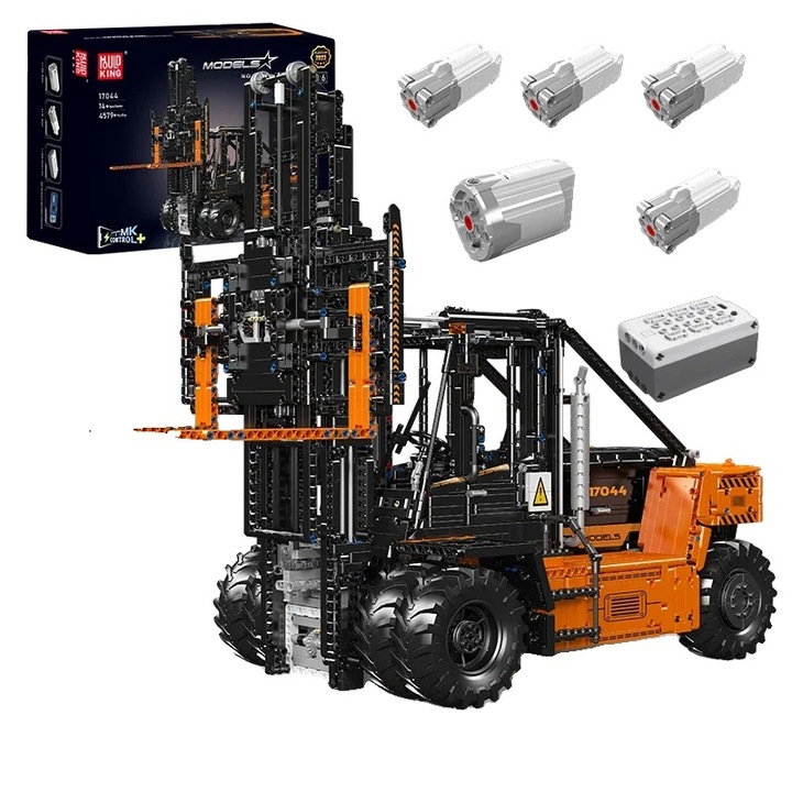 Set utilaje de constructie, Camion cu furca, 4579 piese, control de la distanta