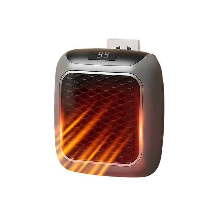 Radiátoros fűtés, forró szél, hordozható 800 W, távirányító, KIJELZŐ hőmérséklet, 13x13cm, szürke