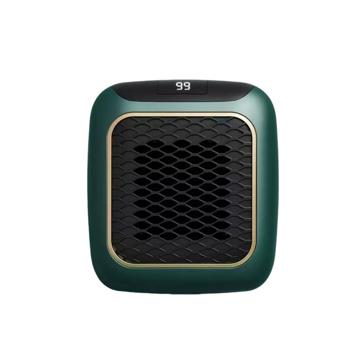 Radiátoros fűtés, forró szél, hordozható 800 W, távirányító, KIJELZŐ hőmérséklet, 13x13cm, zöld