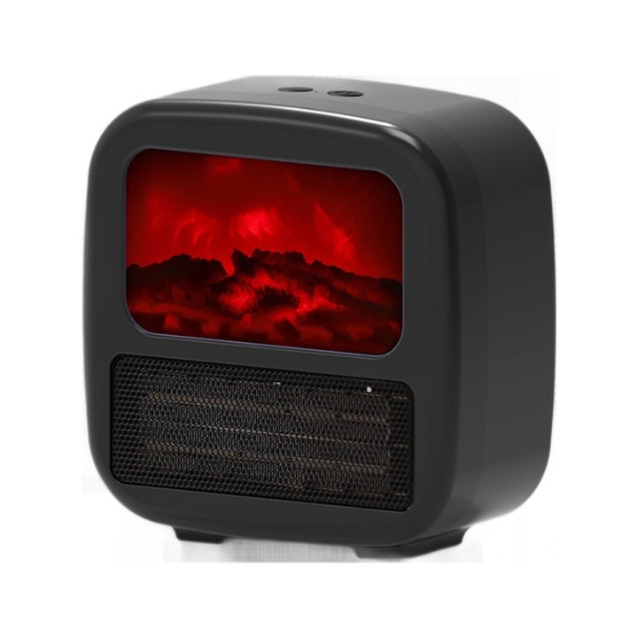 Radiátoros fűtőtest, forró szél, hordozható 1000 W, kerámia fűtés, 3 teljesítményfokozat, 19x18x9 cm, fekete