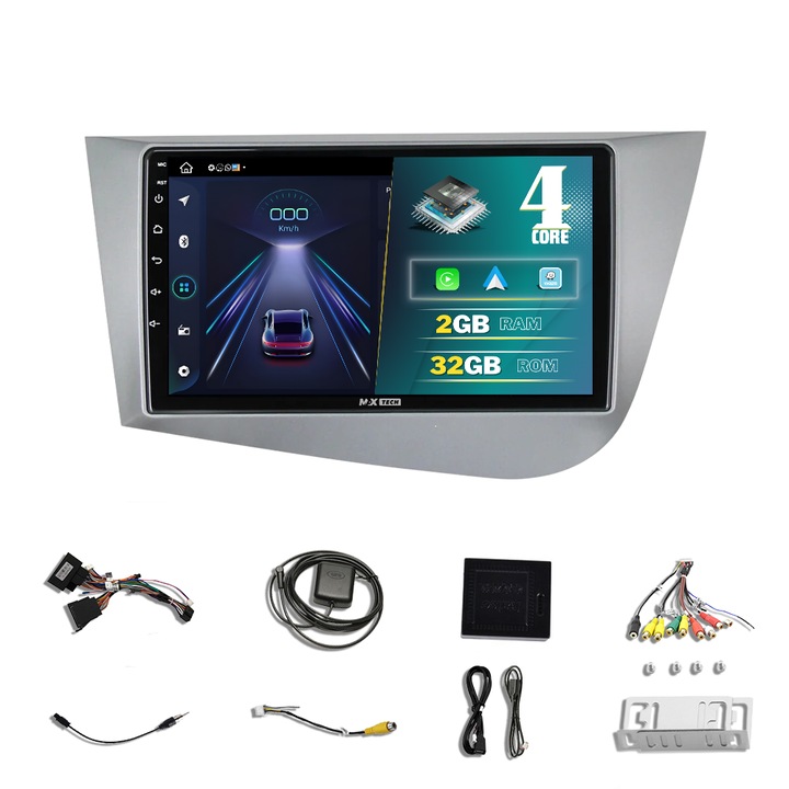Мултимедия за Seat Leon Mk2 2005-2012 специализиран Android, MaxTech®, Android 13, 9 инча екран, 2 GB Ram 32 GB функции GPS, Carplay, WIFI, Радио, Bluetooth, Waze, TouchScreen, Mirrorlink