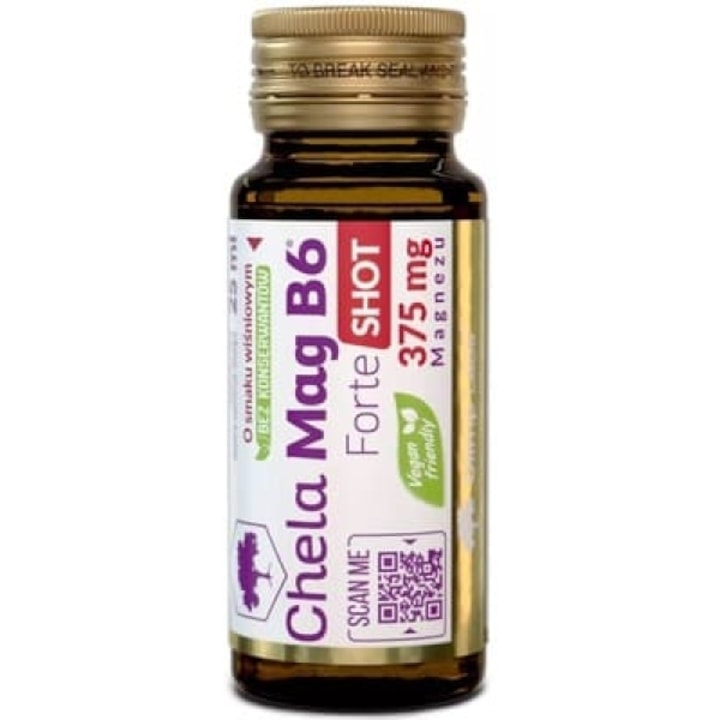 Olimp Chela-Mag B6 Forte Shot, cirese, 25 ml, 300 mg magneziu, 300 mg potasiu