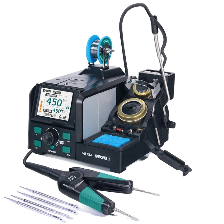 Станция за запояване Yihua, 90W, автоматично калибриране, 982D-I 02, 220V-240V EU, размери 17.7x15.2x11cm