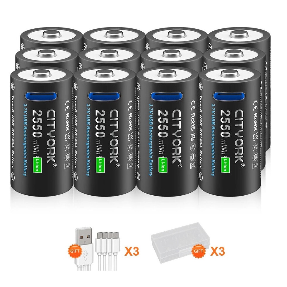 Set 12 baterii reincarcabile, CITYORK, 2550 mWh, multicolor