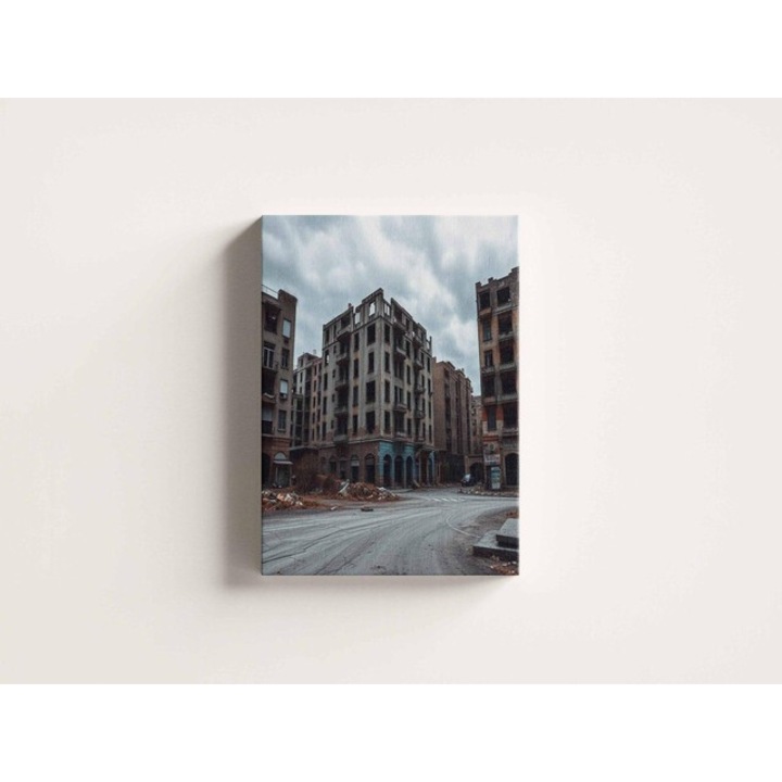 Vászonfestmény - Elhagyott épületek egy városban - 30x50 cm