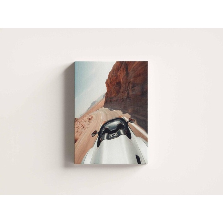 Картина на платно - Карай мотоциклет по планински път - 50x70 см