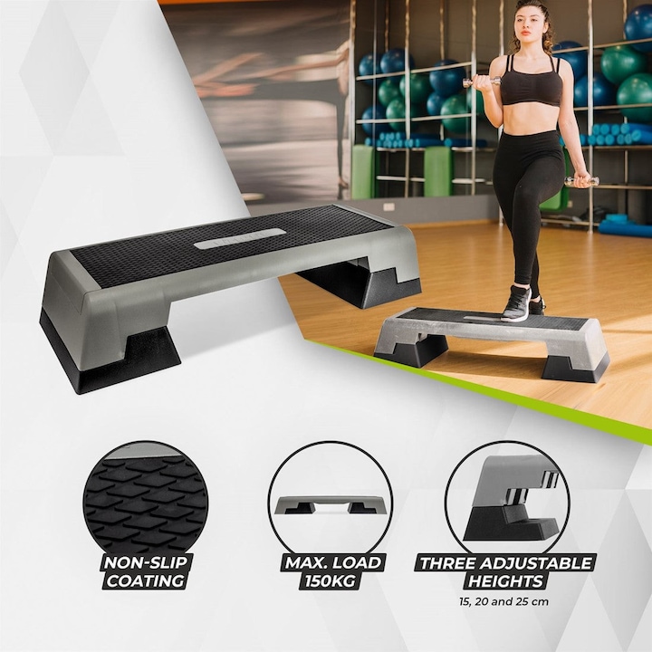 Степер VirtuFit Adjustable Aerobic Step Pro, 3 нива на височина