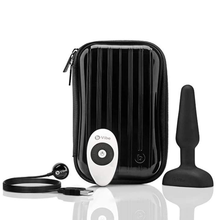 Távirányítós anális dugó B-Vibe, Trio Plug Black, szilikon