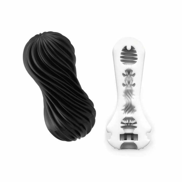 Tenga Flex Rocky Black Maszturbátor, spirál, elasztikus, 10x15cm