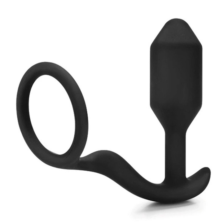 Anális dugó gyűrűvel, B-Vibe Snug & Tug, 9,5x9,4 cm, készlet antibakteriális tokkal és használati útmutatóval
