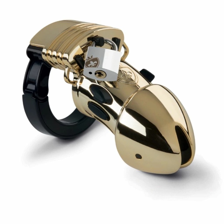 Centura de castitate pentru penis, Mystim, Pubic Enemy No 1, electrostimulare, aurie