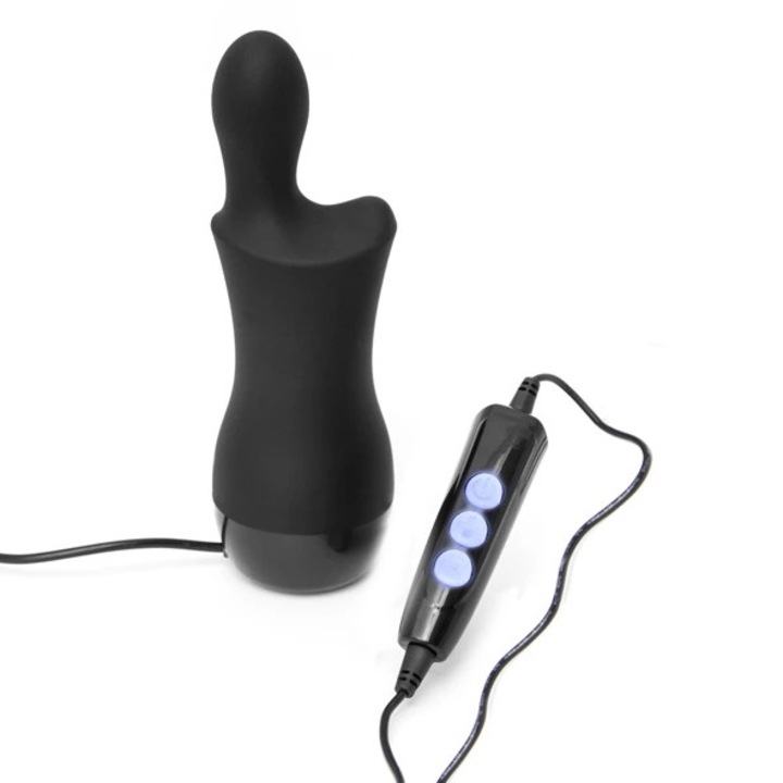 Vibrator Doxy The Don Plug-In, negru, 4m cablu, stimulare vaginala si anala