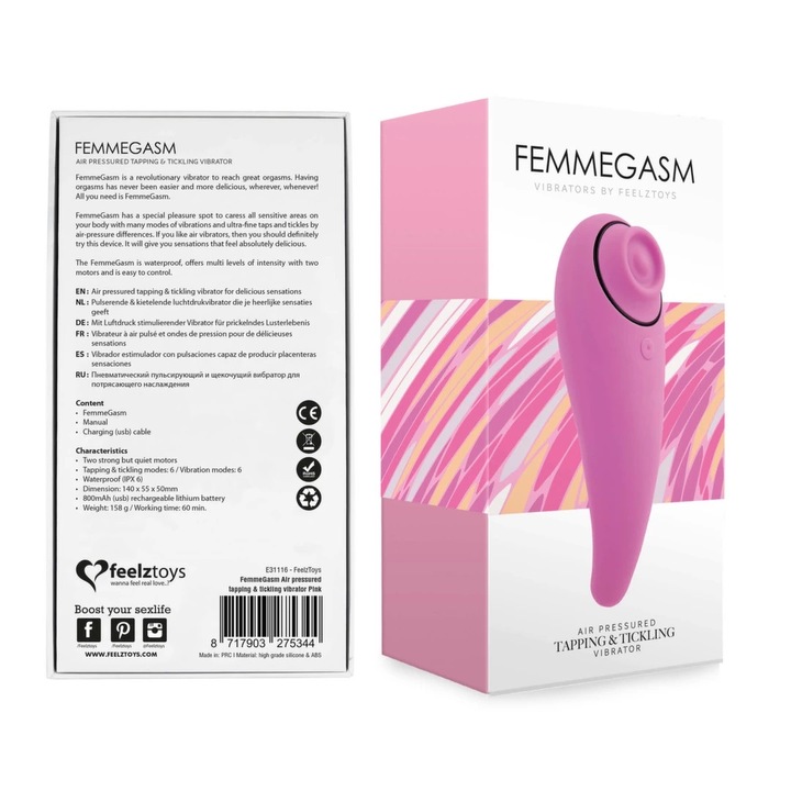FemmeGasm vibrátor, rózsaszín, 140x55x50mm, 2 motoros, vízálló
