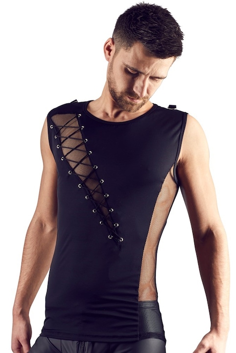 Luka ferfi polo, fekete, halos anyagu, Fekete, XL