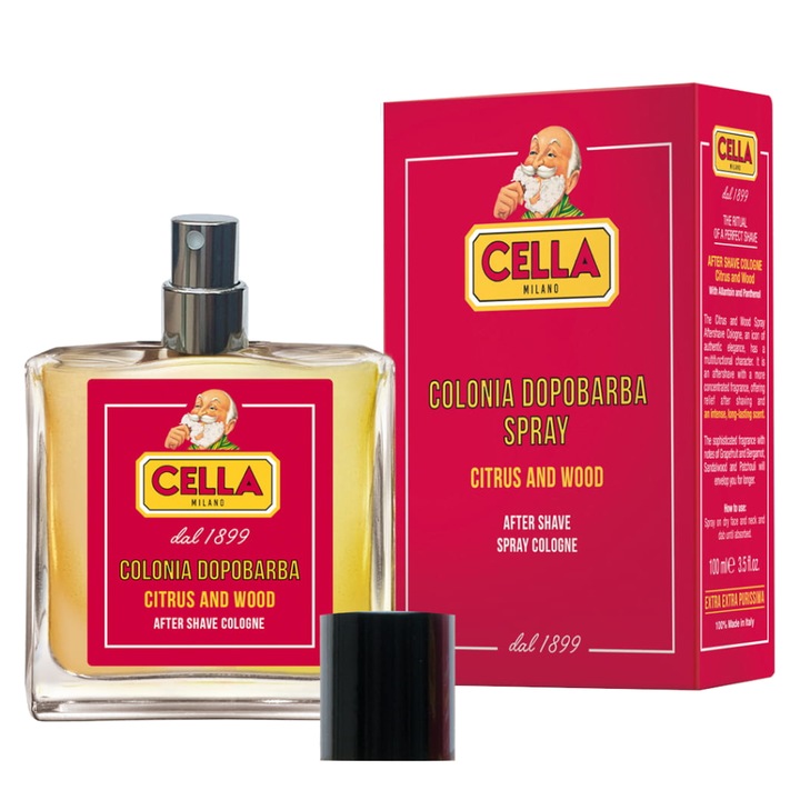Афтършейв Cella Milano Woda, Citrus and Wood, 100 мл, интензивен аромат с нотки на грейпфрут и сандалово дърво