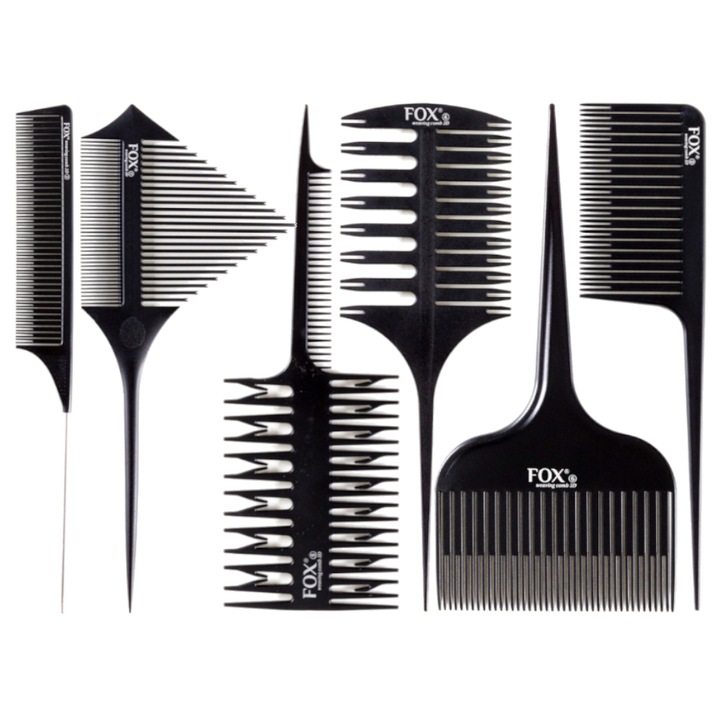 Set 6 grabieni FOX pentru colorare, tehnici ombre si sombre, rezistenti la substante chimice, flexibil