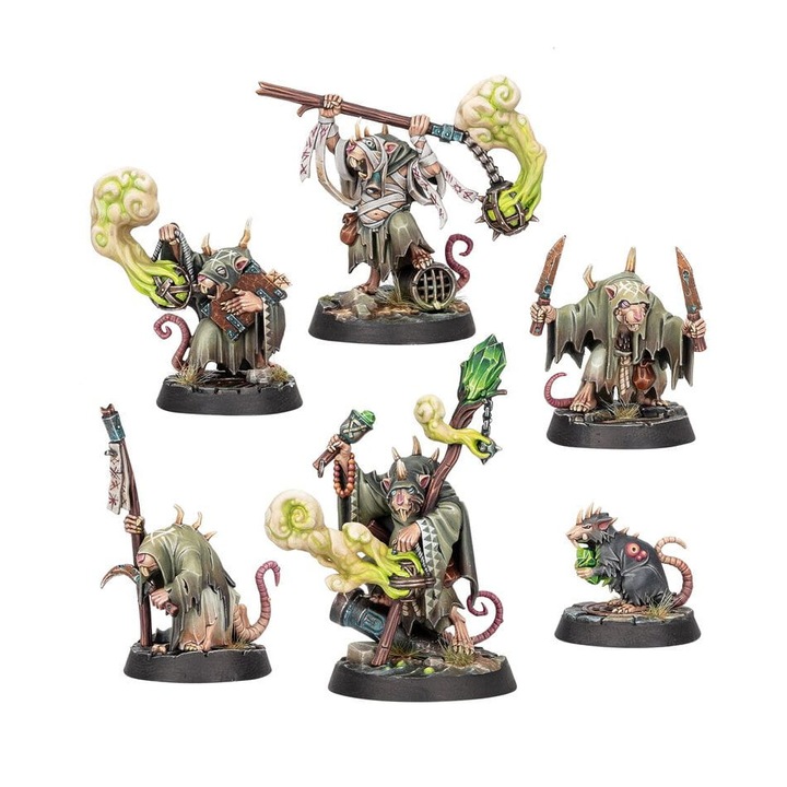 Warhammer Age of Sigmar Plaguepack Skaven játékkiegészítés, játékműhely, 28 darab, szürke