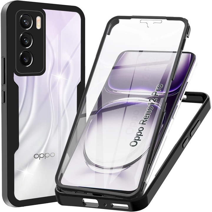 Пакет 360: Калъф с интегрирано фолио за Oppo Reno 12 Pro Cover360 отпред / отзад - черен
