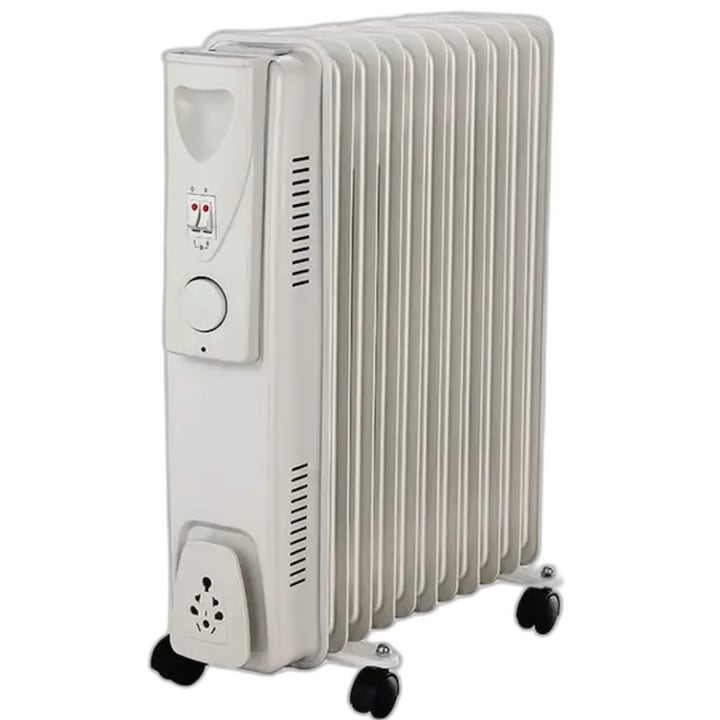 Електрически маслен радиатор, Elektromet, 15 елемента, 2900W, компактен, 66,5x24x63см