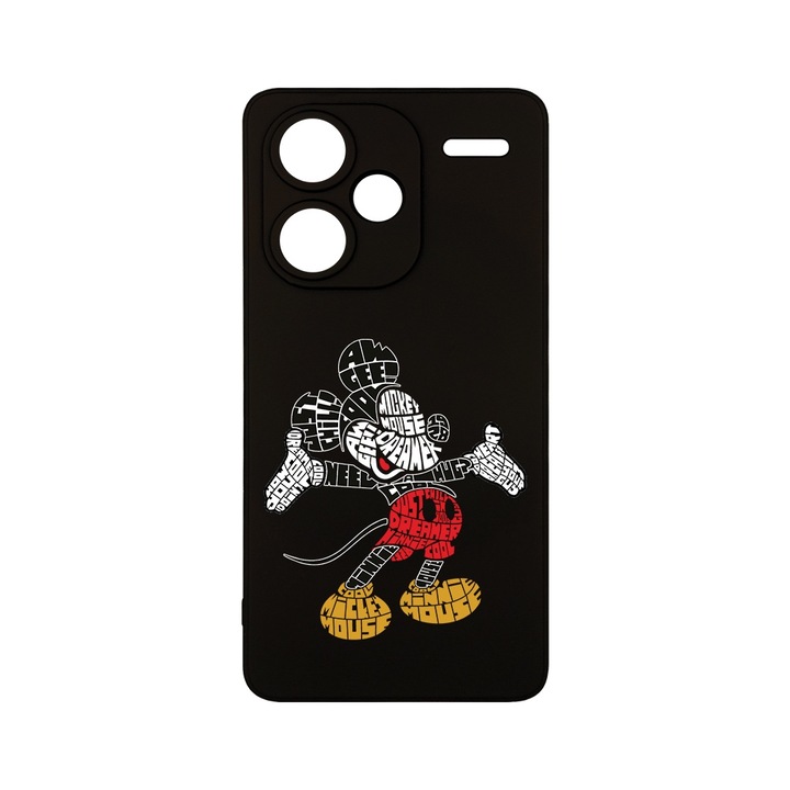 BestCase® Husa Slim Premium Silicon 1.2MM, Compatibila Cu Xiaomi Redmi Note 13 Pro Plus 5G, Calligraphy Mickey Mouse, Microfibra in interior, Antisoc, Protectie camera si ecran, PB 1525