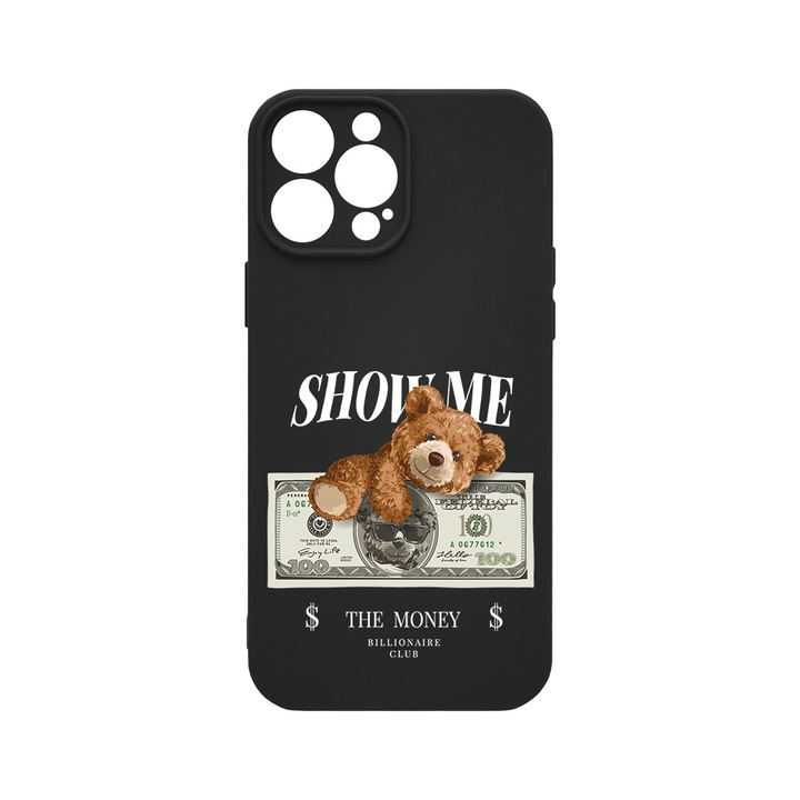 BestCase 1.2mm Szilikon telefontok, kompatibilis modell Apple iPhone 15 Pro Max, Teddy Bear Show Me The Money, Kamera Védelem, Mikroszálas puha belső, PB 1453
