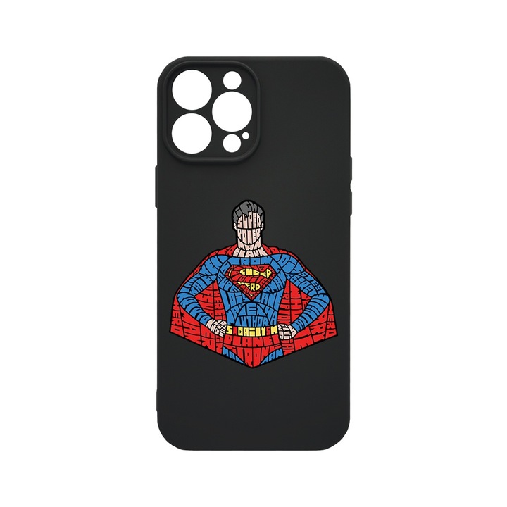 BestCase® Husa Slim Premium Silicon 1.2MM, Compatibila Cu Apple iPhone 16 Pro Max, Calligraphy Superman, Microfibra in interior, Antisoc, Protectie camera si ecran, PB 1523