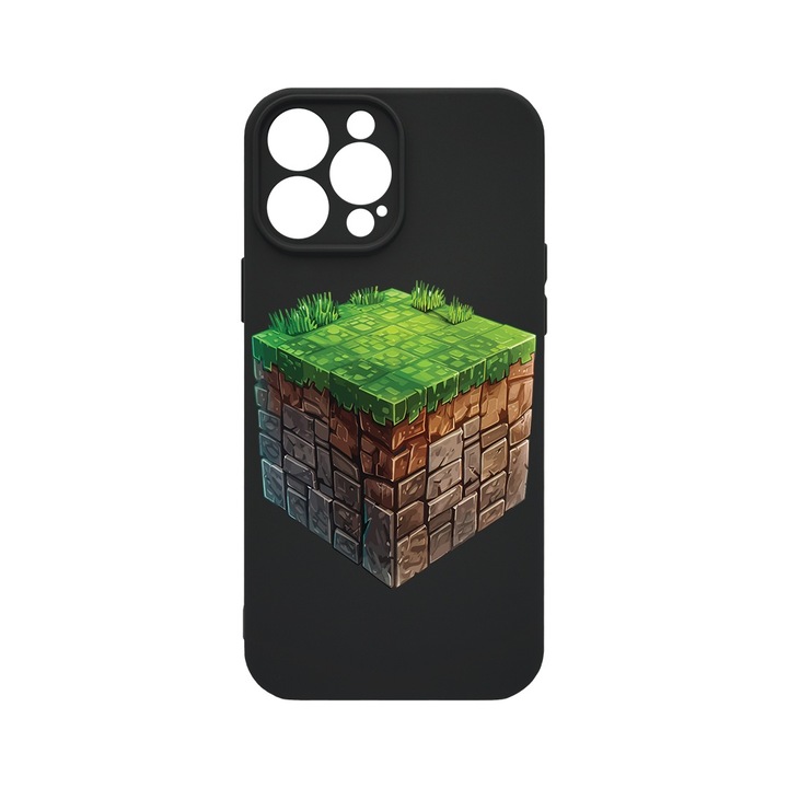 BestCase® Husa Slim Premium Silicon 1.2MM, Compatibila Cu Apple iPhone 16 Pro Max, Minecraft World, Microfibra in interior, Antisoc, Protectie camera si ecran, PB 1680