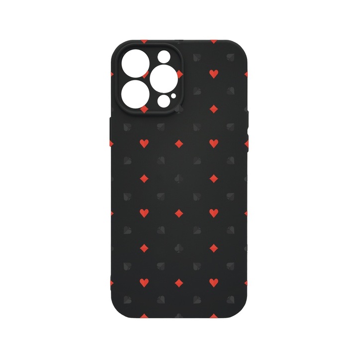 BestCase 1.2mm Szilikon telefontok, kompatibilis modell Apple iPhone 15 Pro Max, Poker Pattern, Kamera Védelem, Mikroszálas puha belső, PB 1448