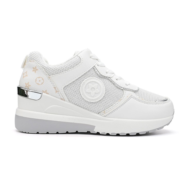 Pantofi sport De dama, cu insertii de plasa, D1346, Alb 39