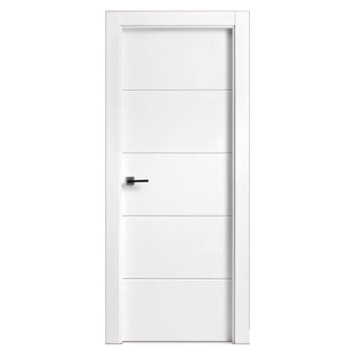 Интериорна MDF врата Novo Doors ND15 LUX PREMIUM, Рамка от масив, Пълен комплект, Регулируема каса 10 см ВКЛЮЧЕНА, Цокъл от двете страни, 80x200 см, Матово бяло
