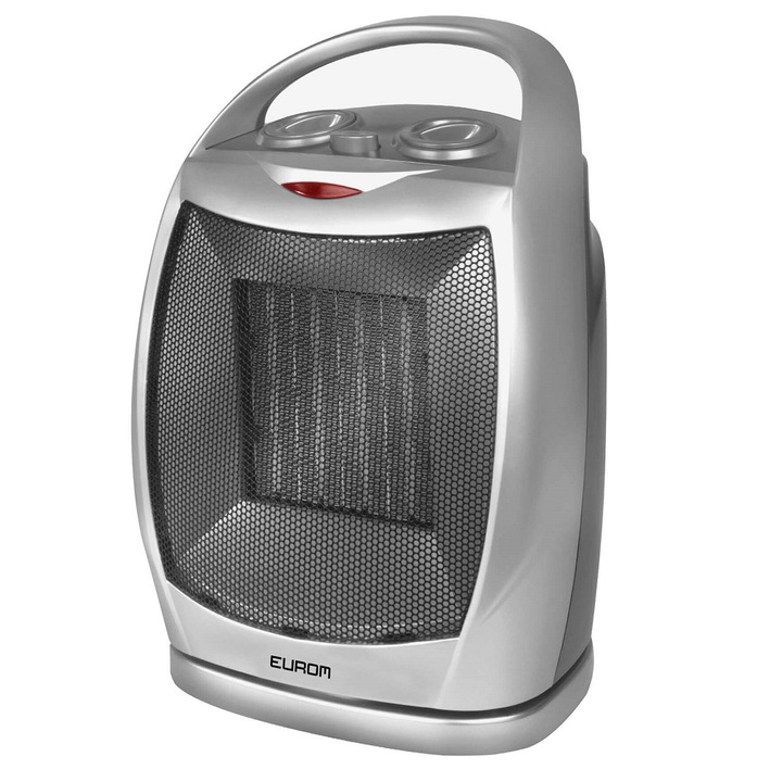 Eurom elektromos fűtőtest, SF1525, nyárra/télre alkalmas, kerámia technológia, 2 teljesítményfokozat, szellőző funkció, állítható hőmérséklet, integrált termosztát, túlmelegedés elleni védelem, fényjelző, kompakt kivitel, szürke