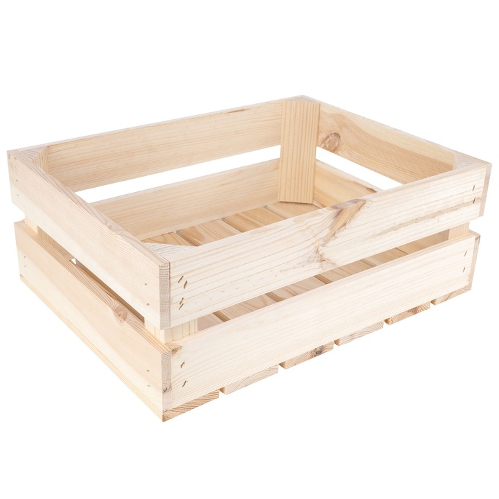 Cutie din lemn, Natural, Creative Deco, 40x30x15 cm, Ideal pentru depozitarea obiectelor mici de decorare DIY