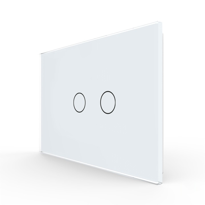 Panou Intrerupator Dublu cu Touch LIVOLO Din Sticla, Standard Italian Alb