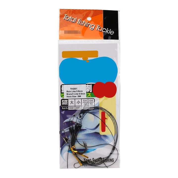 5 darabos szénacél horgászhorog acél zsinórral, Longziming, sósvízi horgászathoz