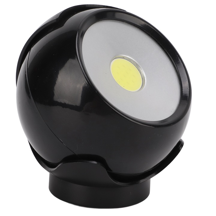 Работна лампа COB LED с магнитна основа, въртене на 720°, 90lm, ABS, преносима, черна
