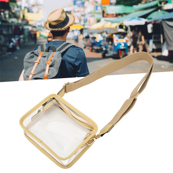 Átlátszó messenger táska, longziming, PVC, vízálló, 17x13,5cm