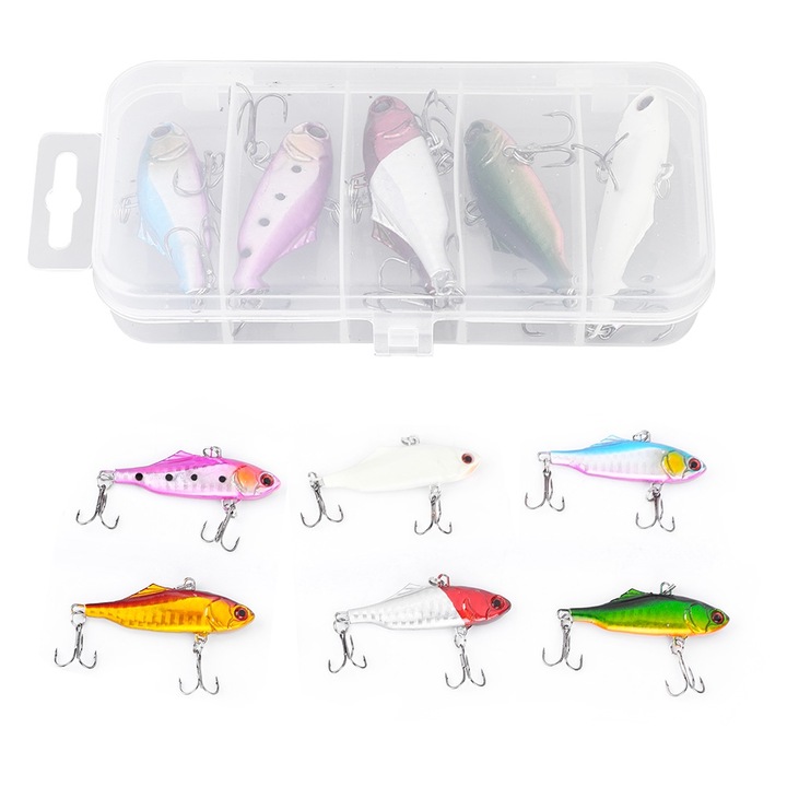 Jormftte 6 darabos ABS horgászcsali készlet, hármas horog, 6.3cm, 126g