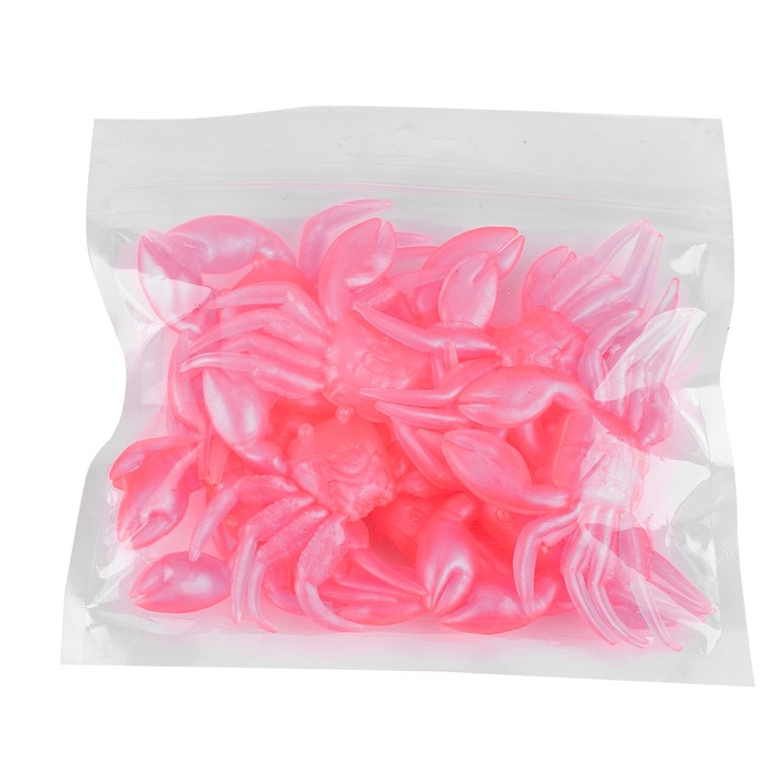 10 db Jormftte puha műanyag rák műcsali készlet, rózsaszín, 8x5 cm