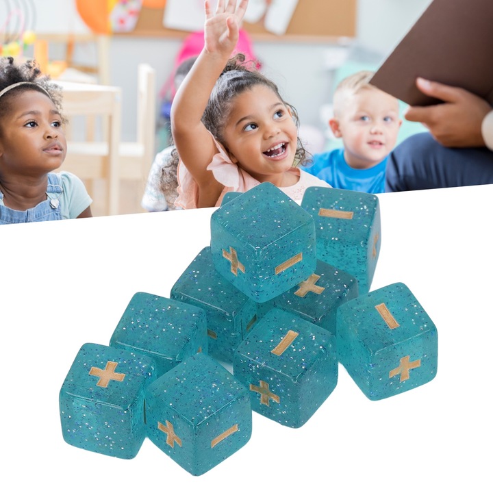 20 darabos plusz-mínusz kocka készlet, Jormftte, műanyag, 1,6x1,6x1,6cm, átlátszó kék