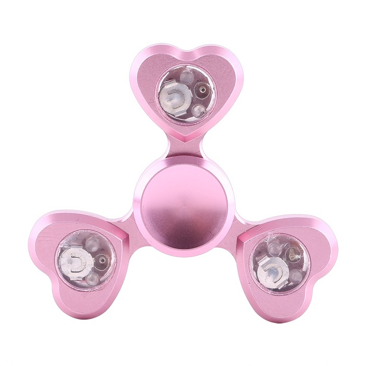 Jormftte LED-es stresszoldó játék, ötvözet, rózsaszín, 7x5x1.5cm