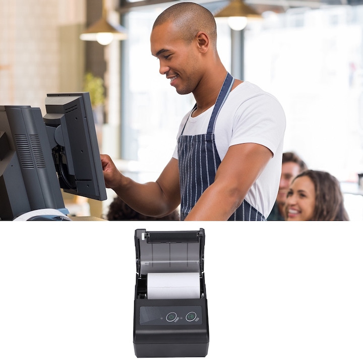 Imprimanta termica Jormftte, model POS-5890K-LN, viteza de imprimare 90mm/s, culoare neagra, dimensiune rola 50mm