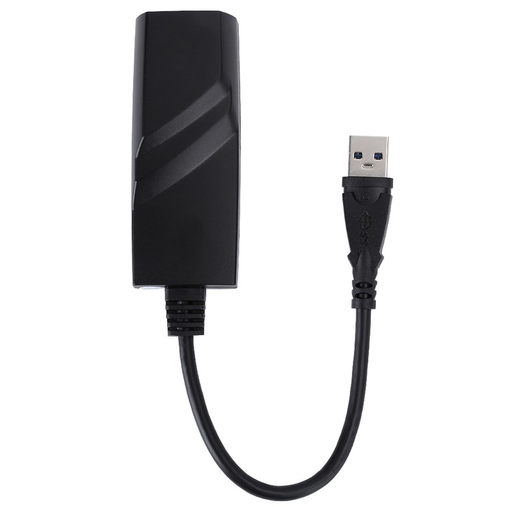 USB 3.0 Ethernet адаптер, Mmgoqqt, ABS, 10/100/1000 Mbps, Windows и Linux съвместим, черен