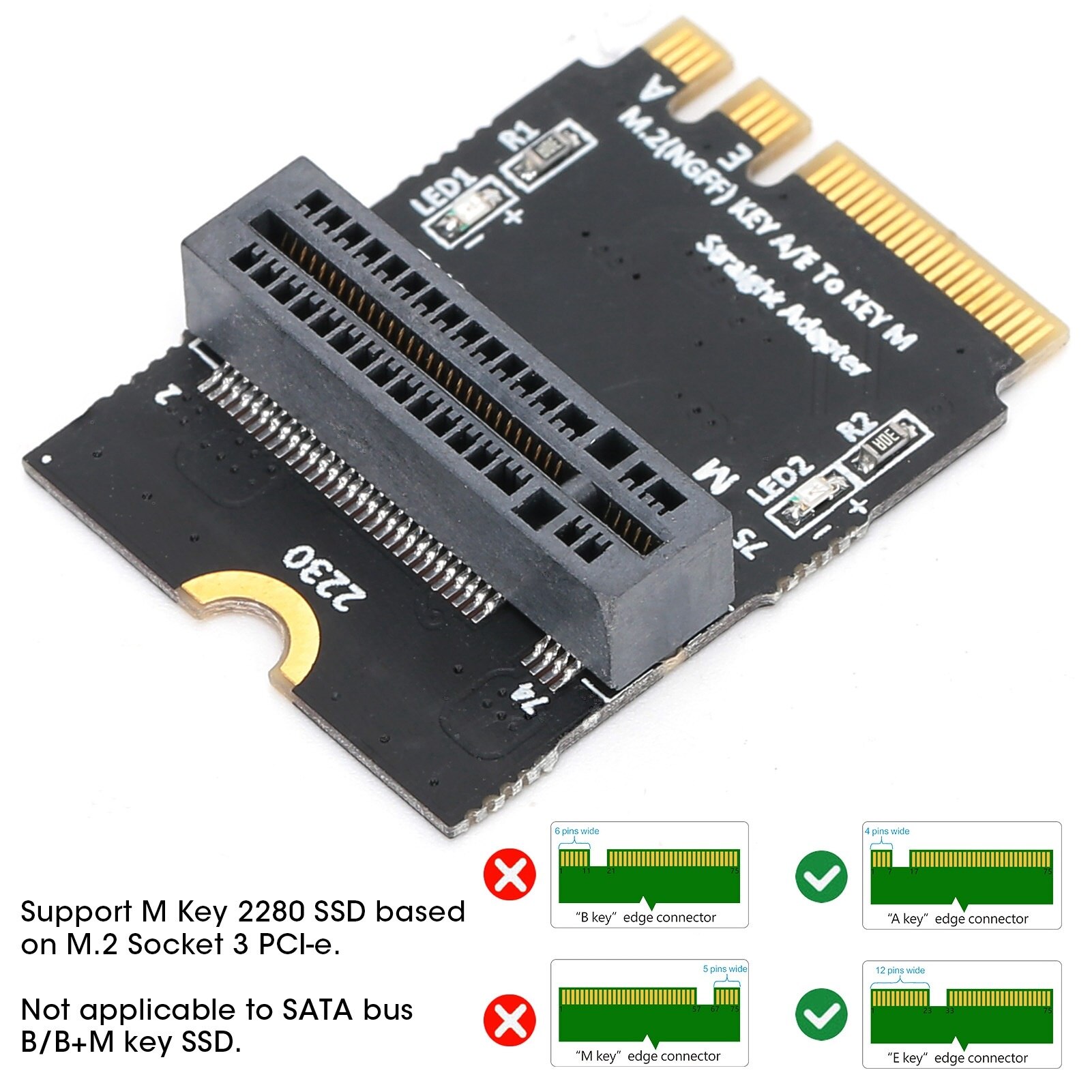 Card adaptor NVME SSD la M.2 Key AE, Mmgoqqt, instalare verticala