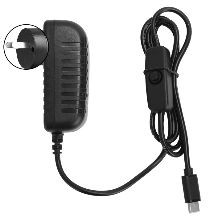 Захранване за Raspberry Pi 4B, Mmgoqqt, 5V 3A, 1m кабел, USB-C интерфейс
