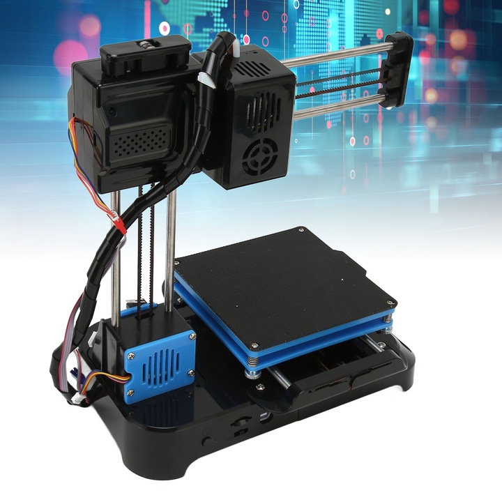 Mini csendes FDM 3D nyomtató továbbfejlesztett nagy pontosságú extrudálási technológia 4x4x4 hüvelykes nyomtatási térfogat Kis 3D nyomtató 100‑240V EU csatlakozó