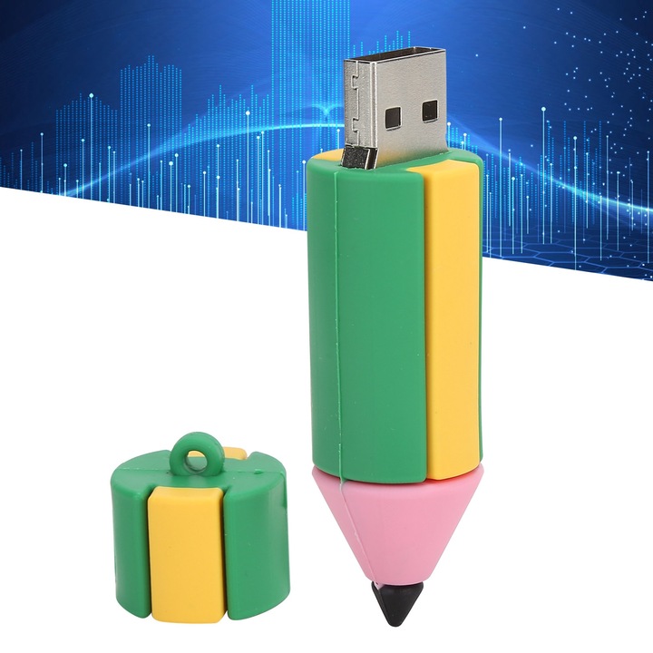USB памет, longziming, 128GB, дизайн с молив, цветна