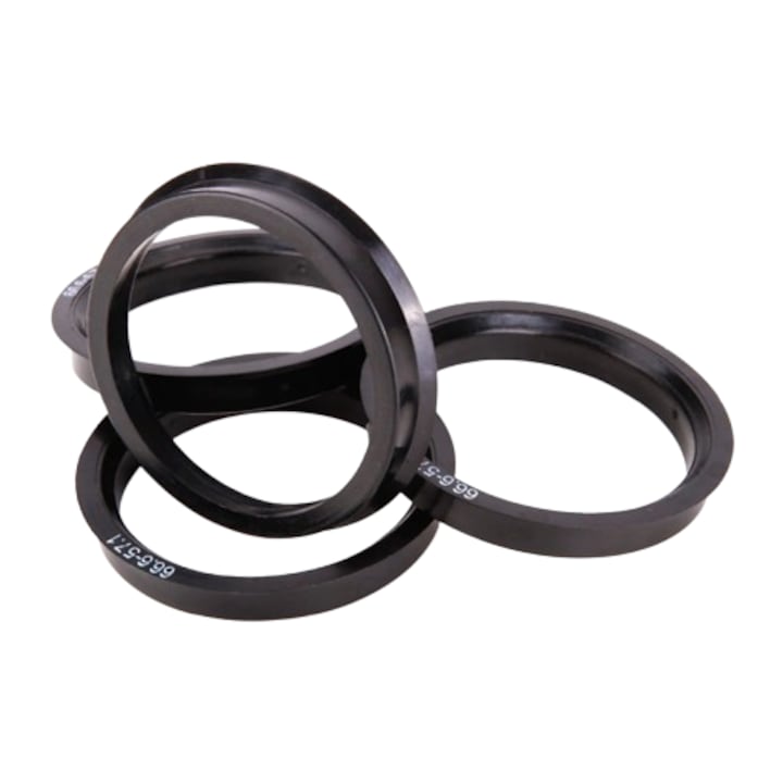 4 db Ventoo® vezetőgyűrűs készlet a 66,6-57,1 mm-es könnyűfém keréktárcsák központosításához és kiegyensúlyozásához, kompatibilis az Audi, Mercedes-Benz, Volkswagen, Skoda, Seat, fekete modellekkel